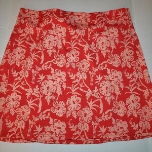 Rip Skirt Paia Maui Hibiscus Print Quick Wrap Skirt Womens Sz L Coral Pink